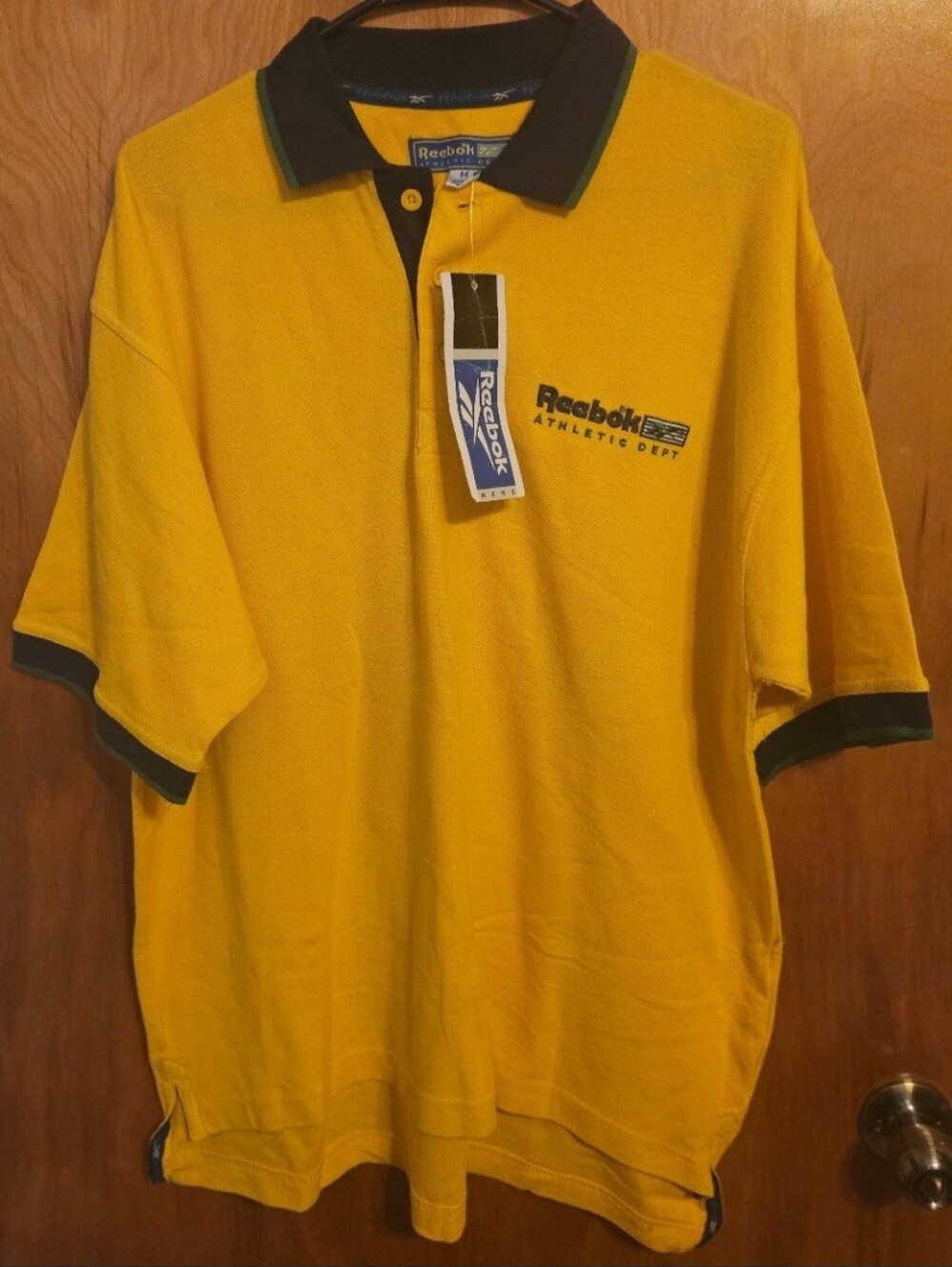 Vintage NWT Reebok Athletic Department Yellow Polo Shirt Size M